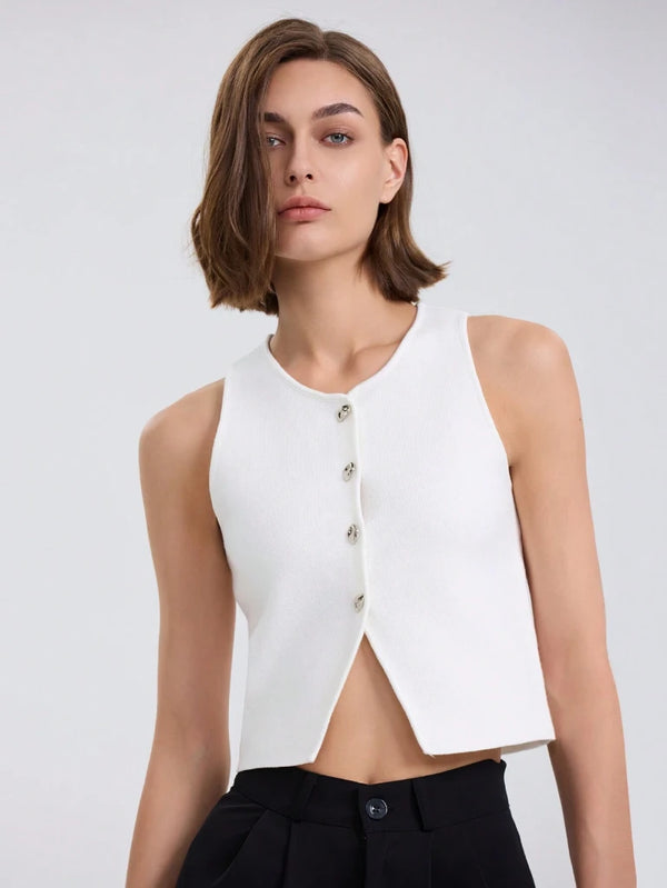 Colete Feminino em Tricô Elisa Branco